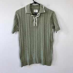Ralph Lauren Green Polo Shirt with Ribbed Stripes